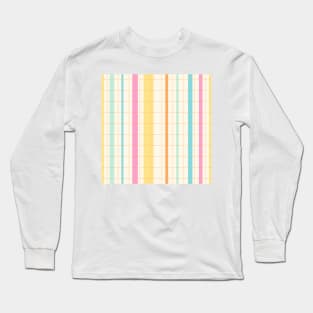 Colorful pastel stripes over cream background Long Sleeve T-Shirt